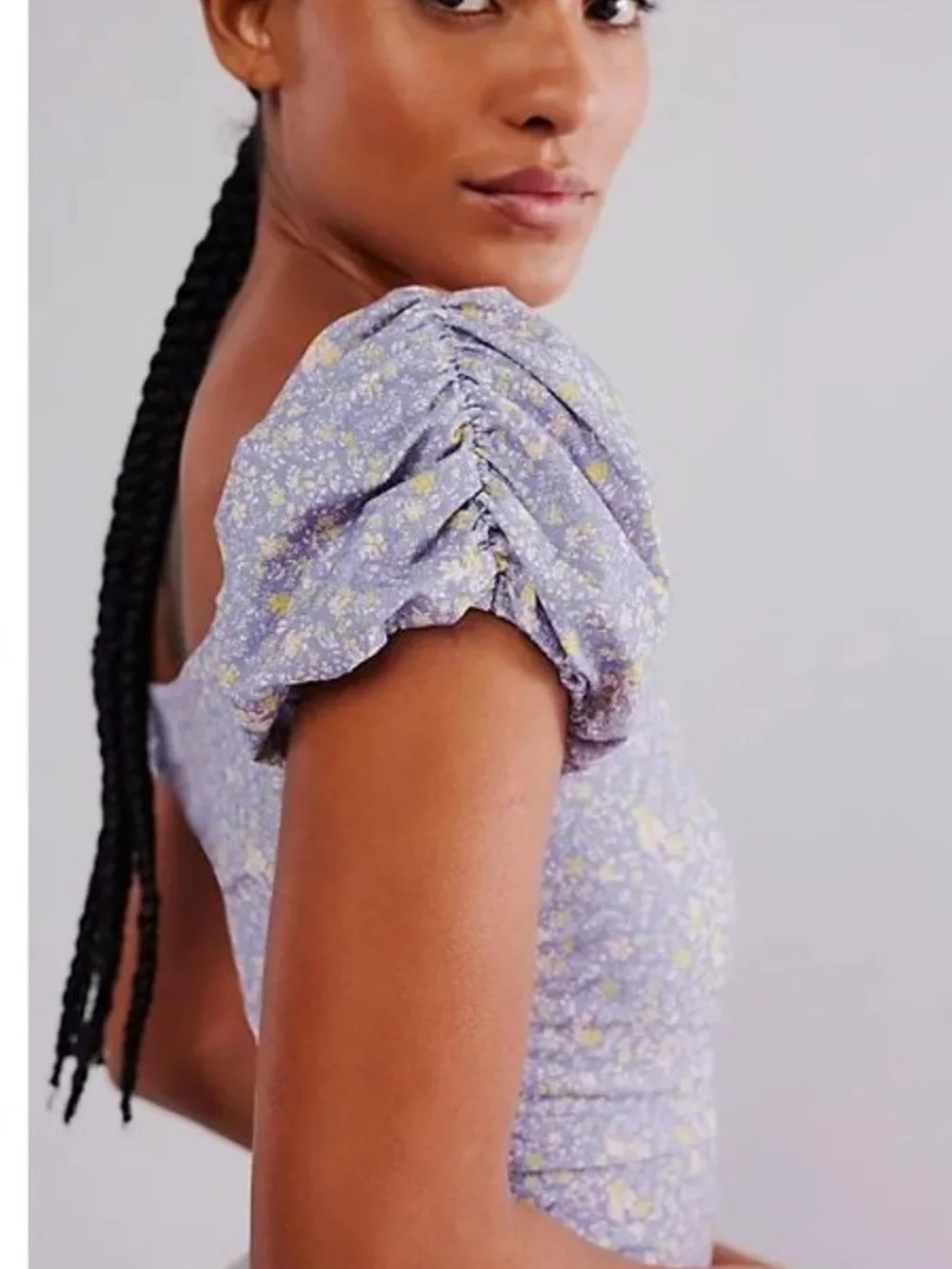 Free People Printed Bella Bodysuit - Chambray Combo